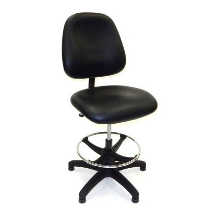 Lds Industries ShopSol Vinyl Workbench Stool - Mid Back - Black 1010442